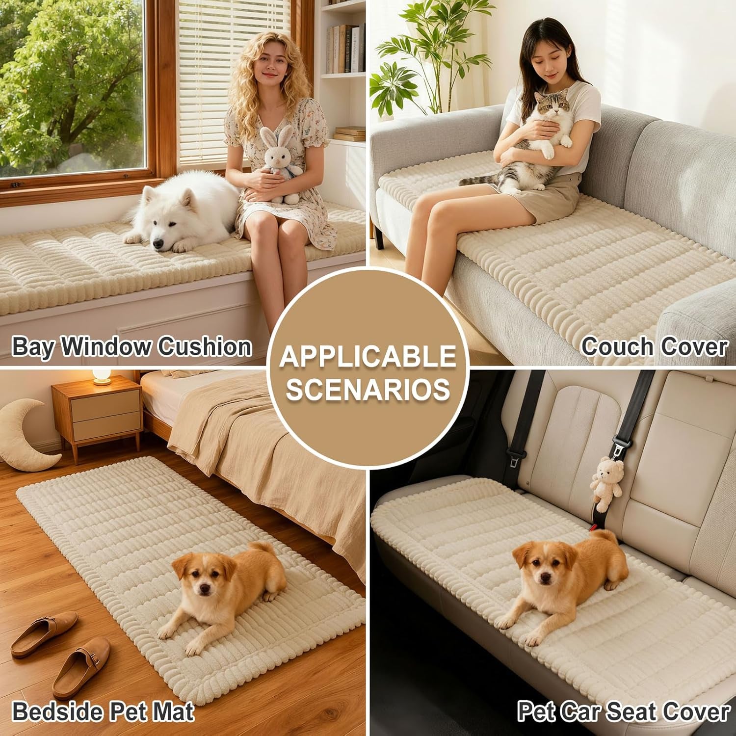 Couch Cover for Dogs, Washable Non Slip Plush Flannel Sofa Protector | Thick Flannel, Silicone Anti-Slip Backing, Pet Hair & Scratch Protection, Fits Sofa & Loveseat (27.6" X 70.9")