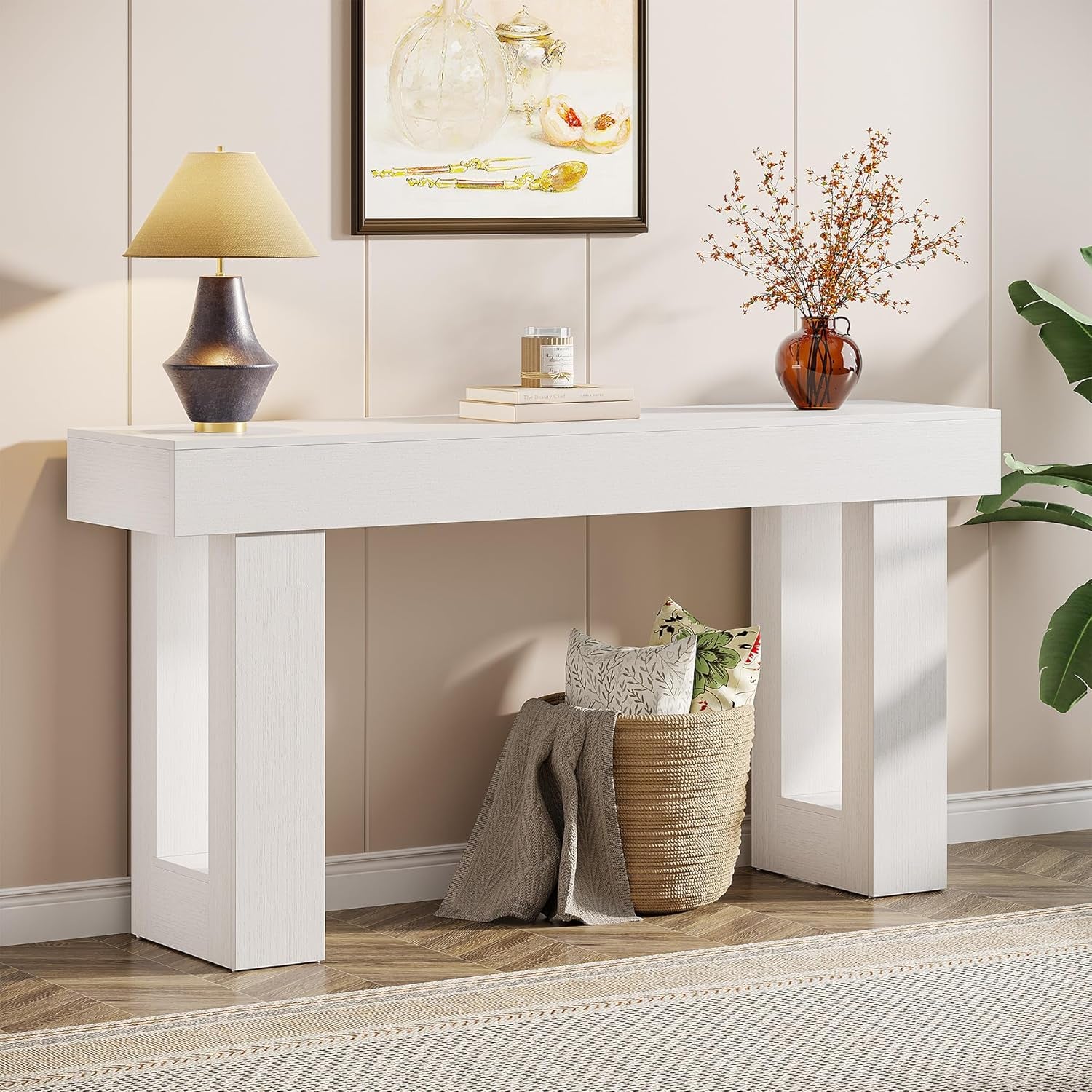 Tribesigns 63-Inch Long Console Table, Wooden Rectangular Sofa Table Behind The Couch, Farmhouse Entryway Table for Entrance, Hallway, Living Room (Natural)