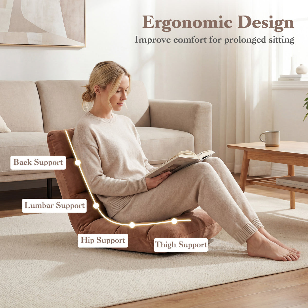 Adjustable 14-position Cushioned Floor Chair