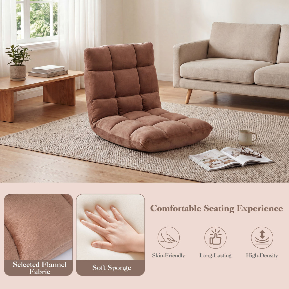 Adjustable 14-position Cushioned Floor Chair