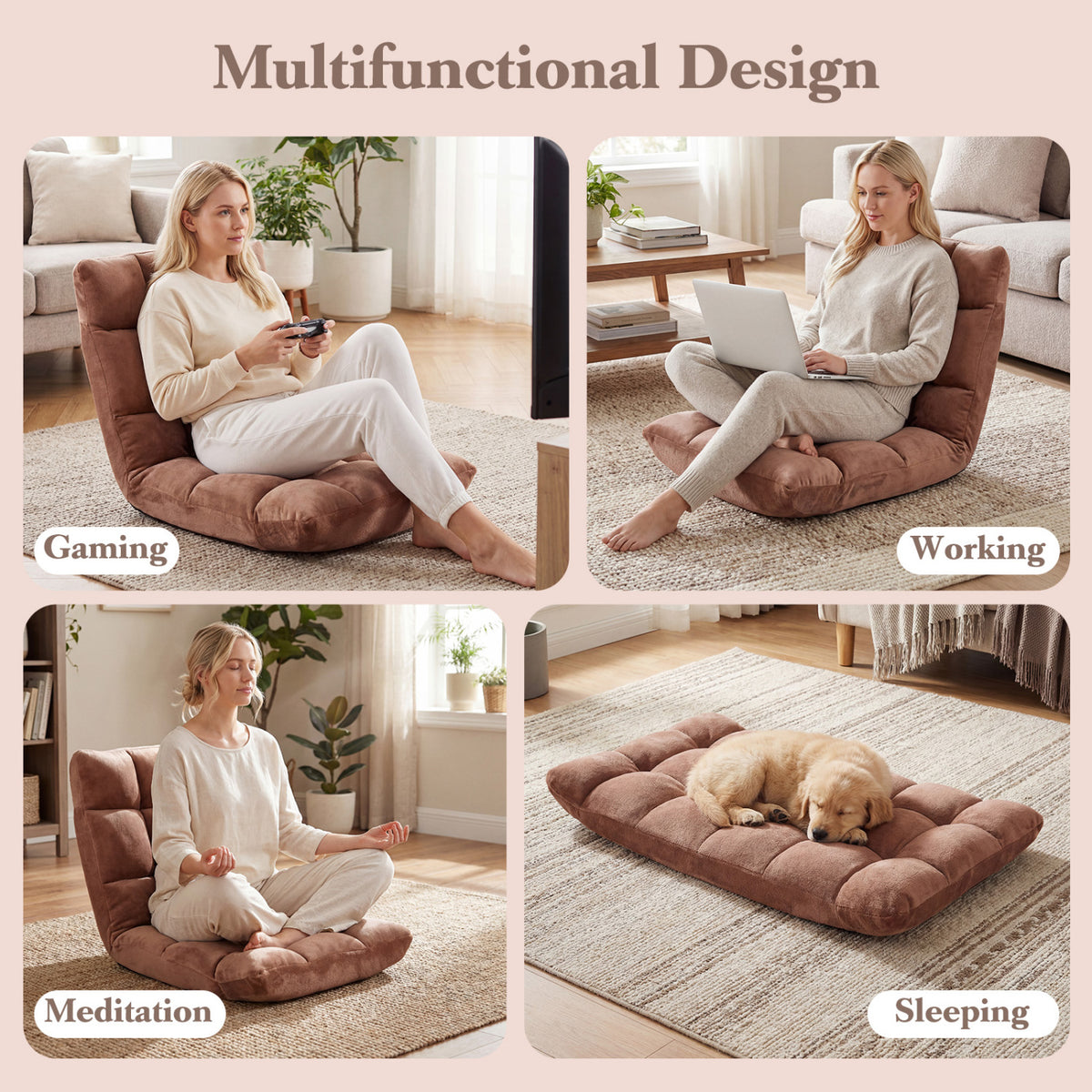 Adjustable 14-position Cushioned Floor Chair