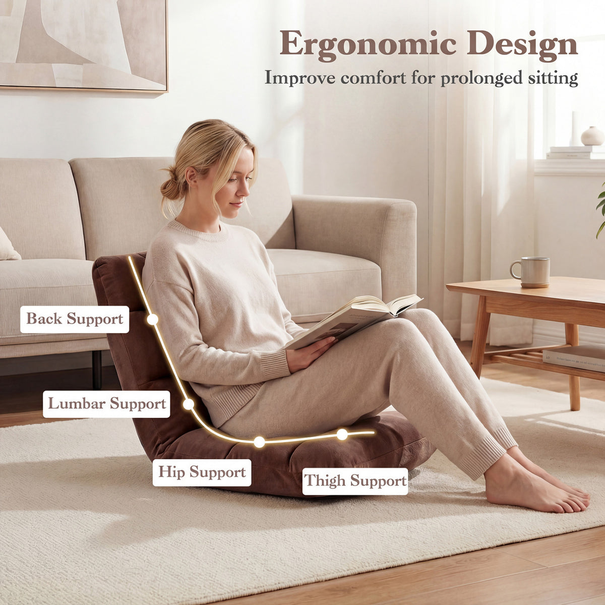 Adjustable 14-position Cushioned Floor Chair