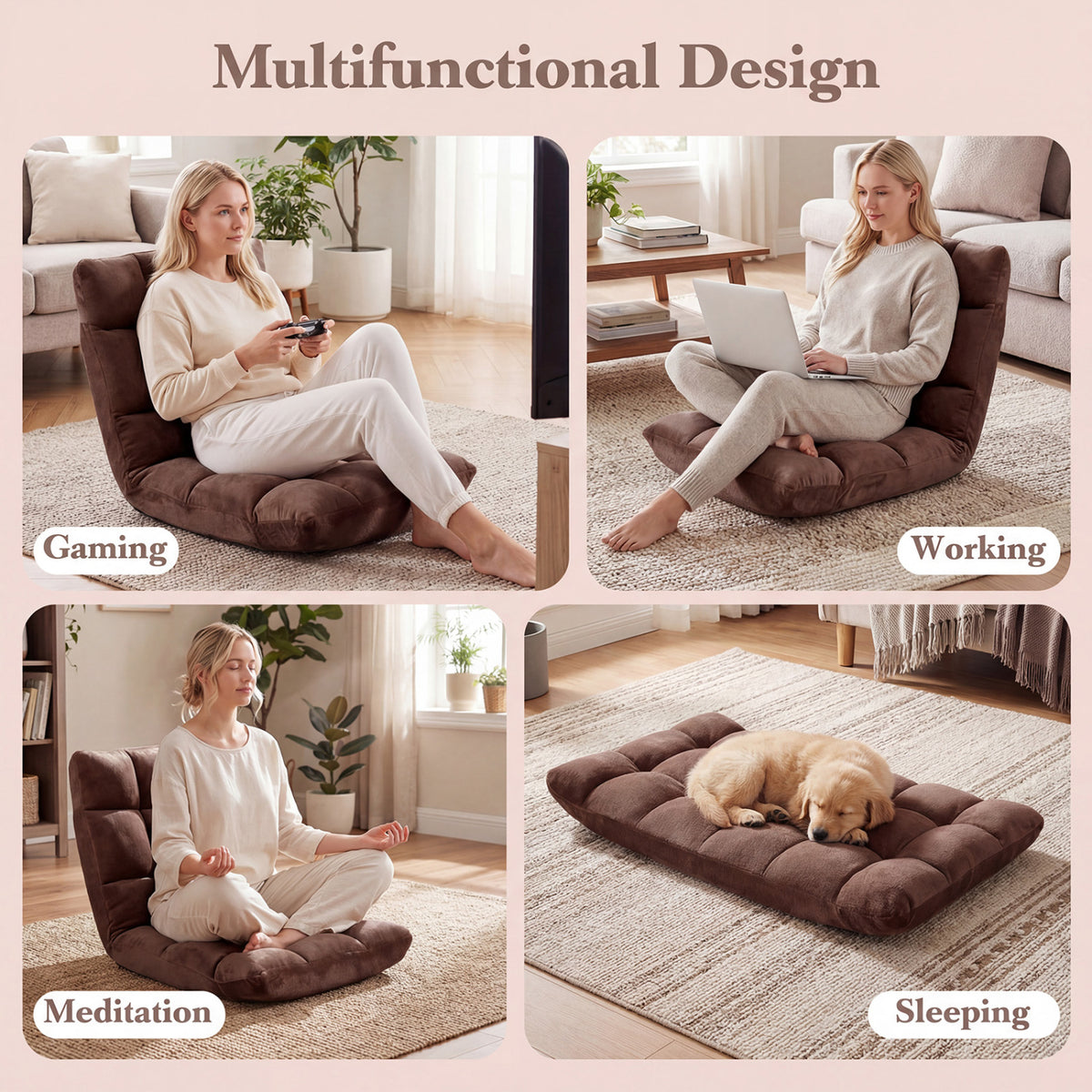 Adjustable 14-position Cushioned Floor Chair