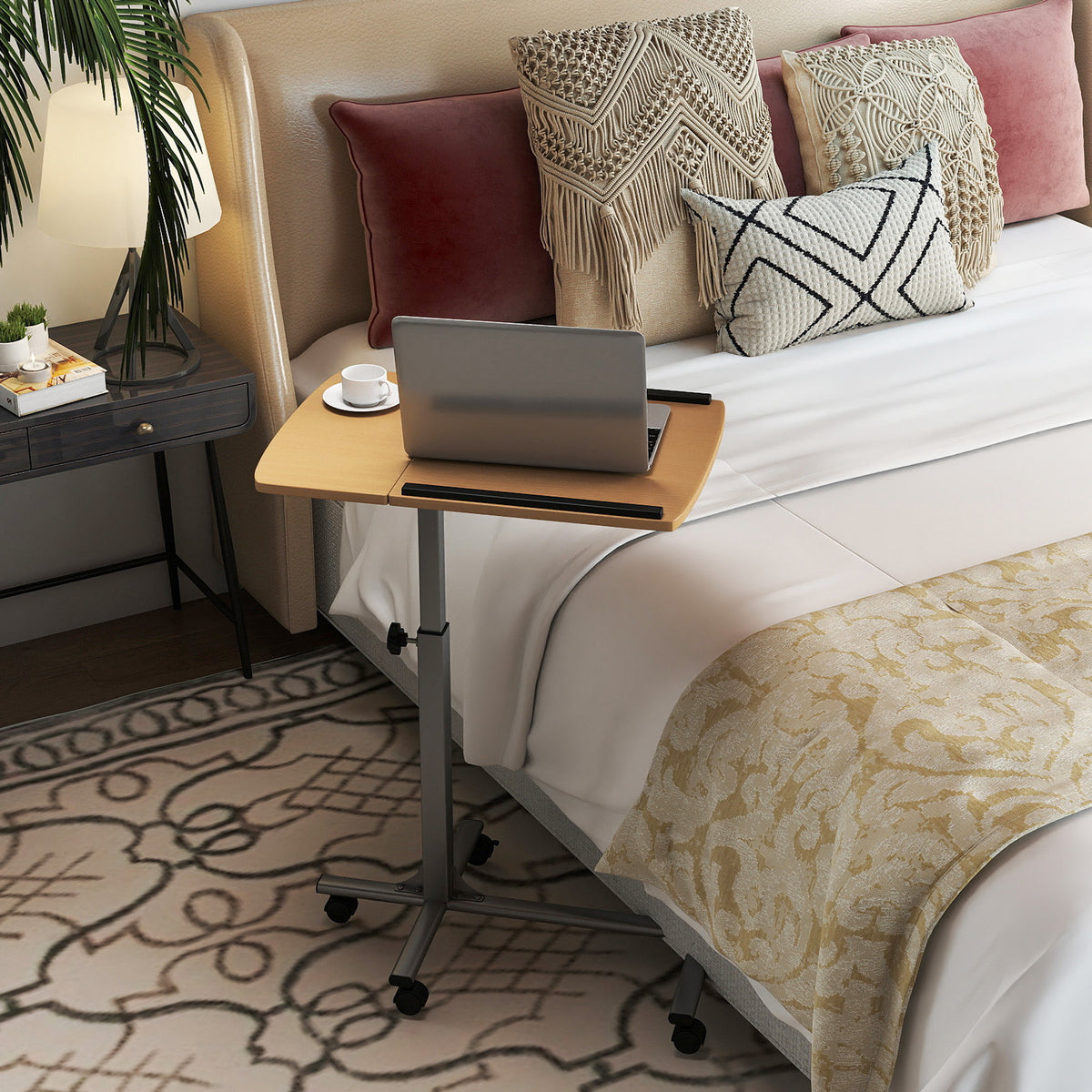 Adjustable Angle Height Rolling Laptop Table