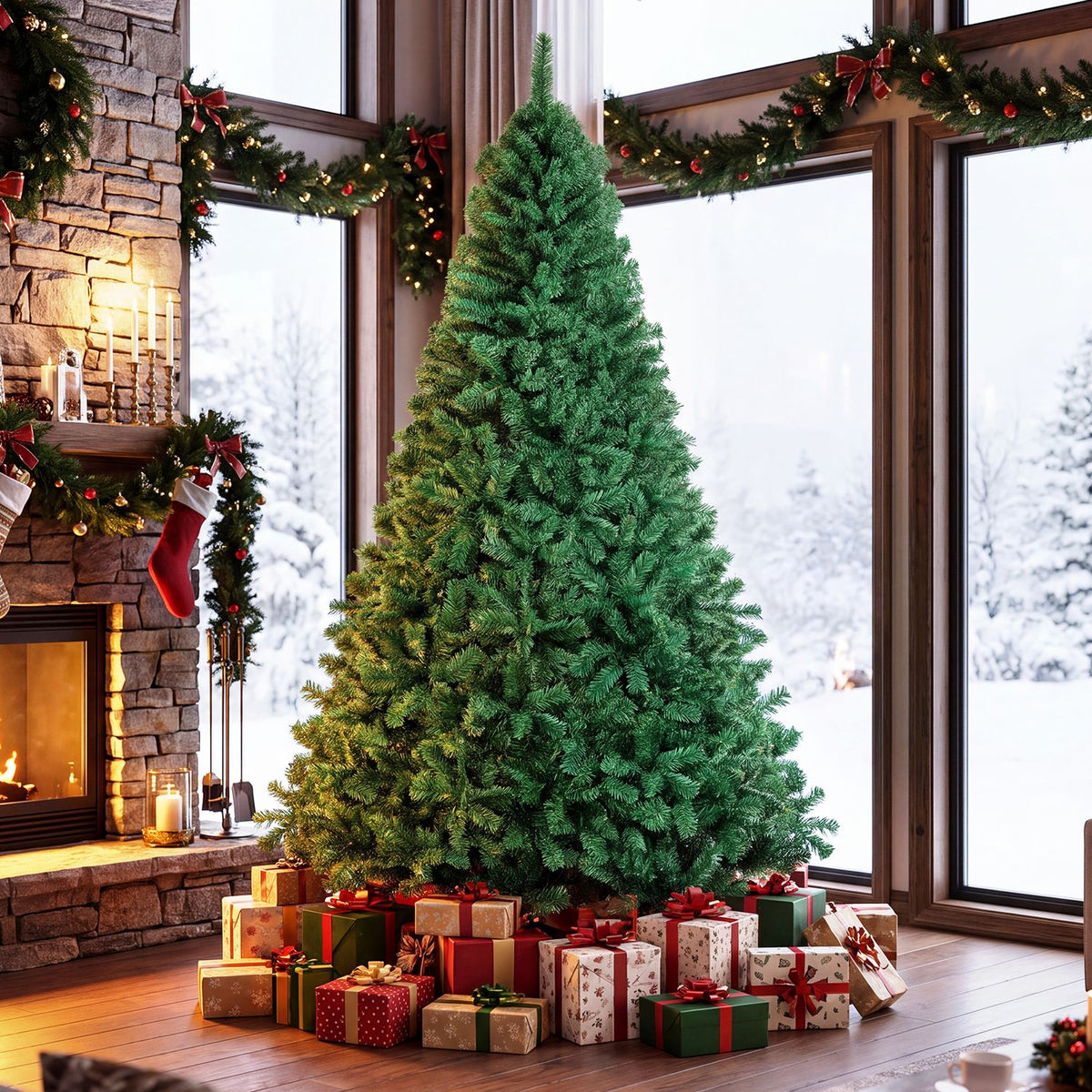Artificial PVC Christmas Tree with Solid Metal Stand