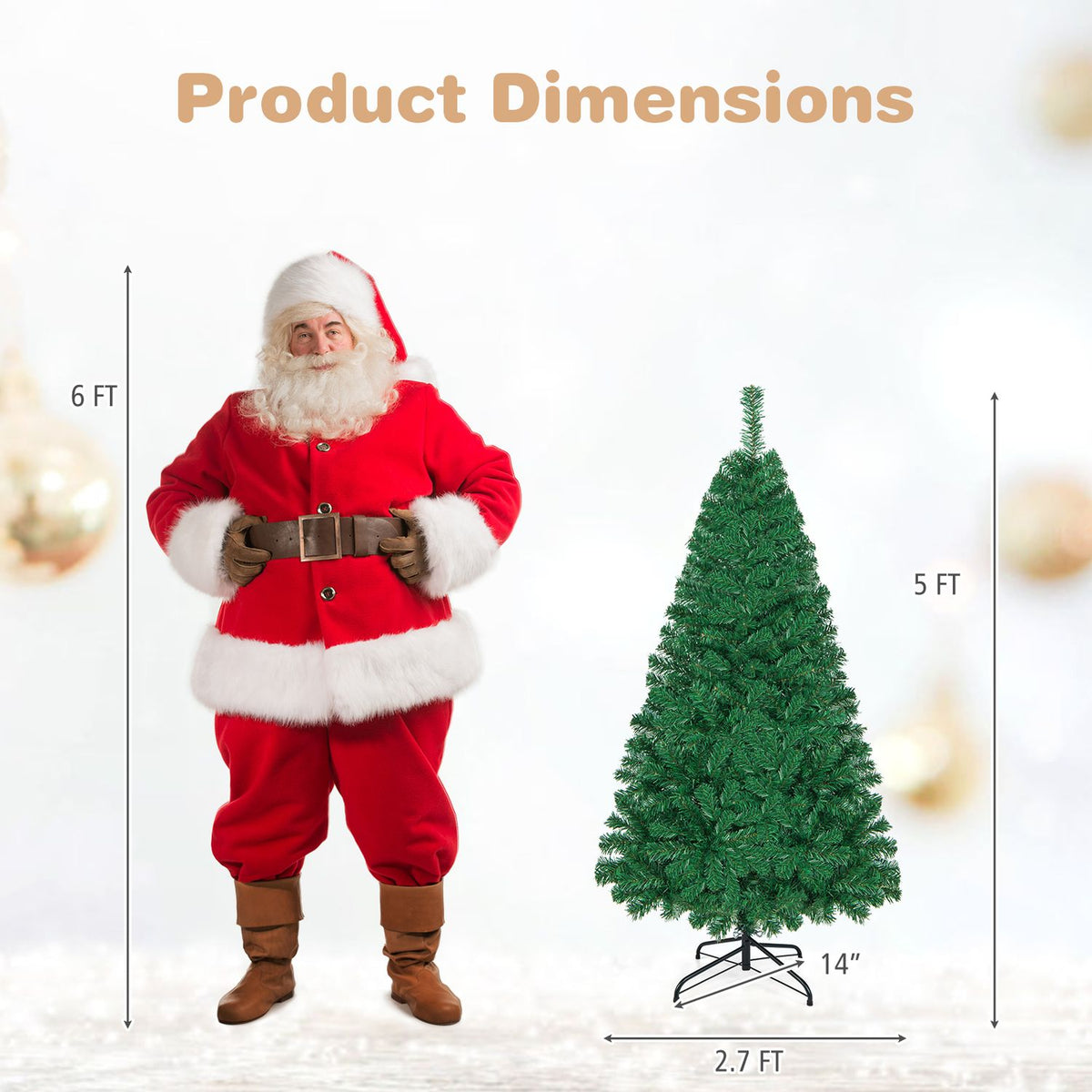 Artificial PVC Christmas Tree with Solid Metal Stand