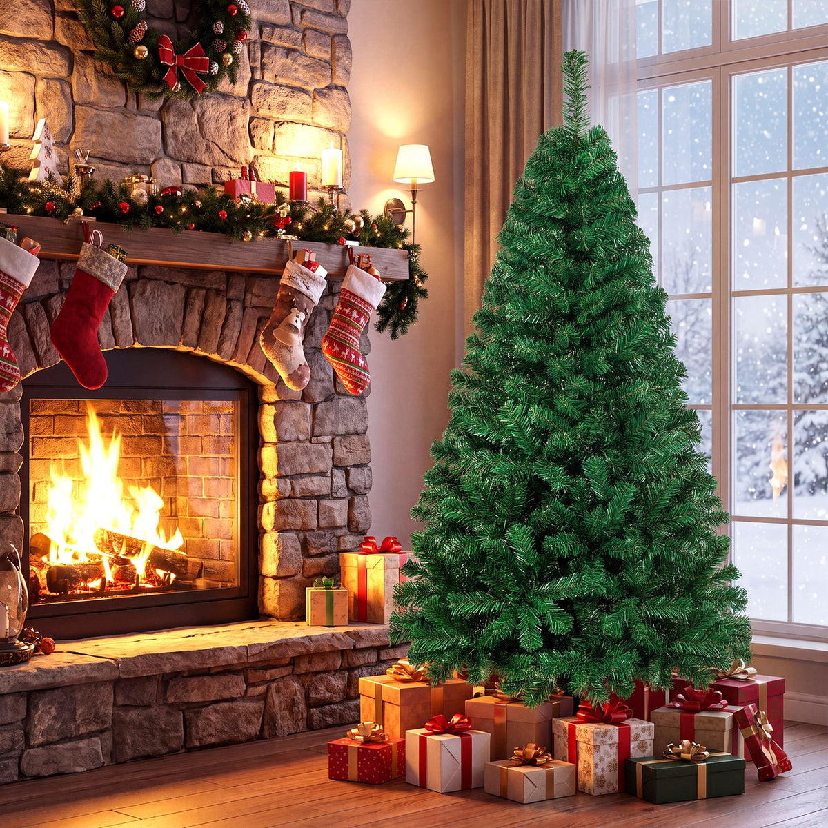Artificial PVC Christmas Tree with Solid Metal Stand