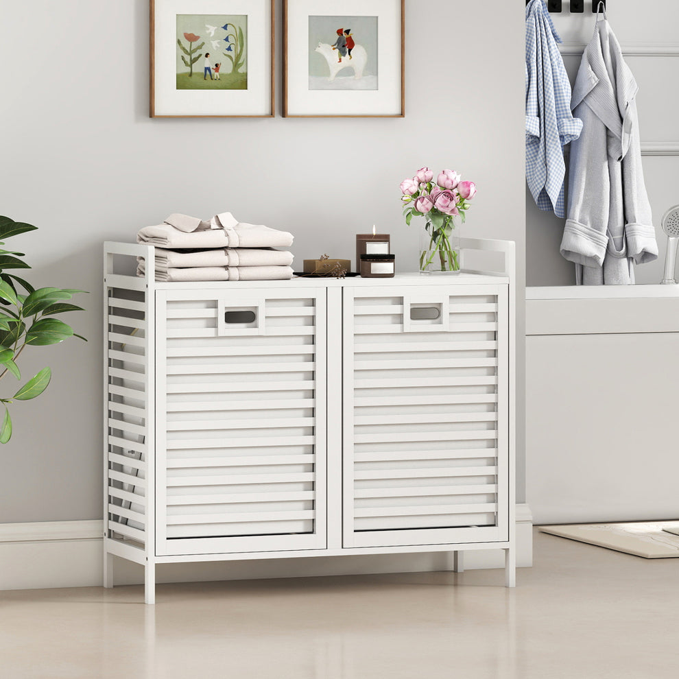 Double Tilt-out Laundry Hamper with 2 Removable Bins, White