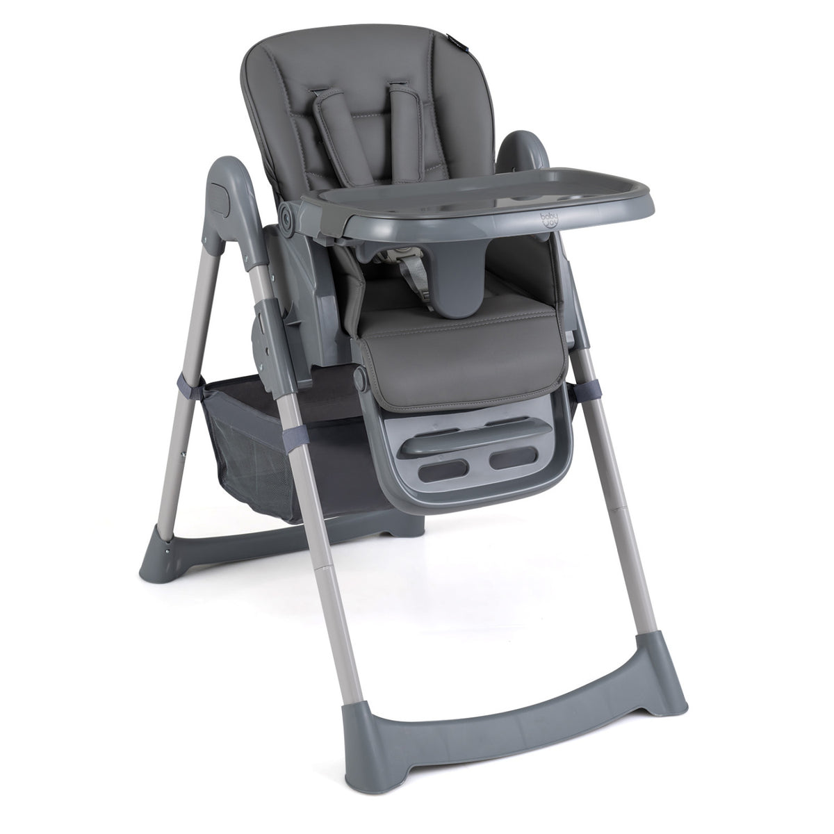 Foldable High Chair with 7-Level Height Adjustment for Babies and Toddlers, Gray