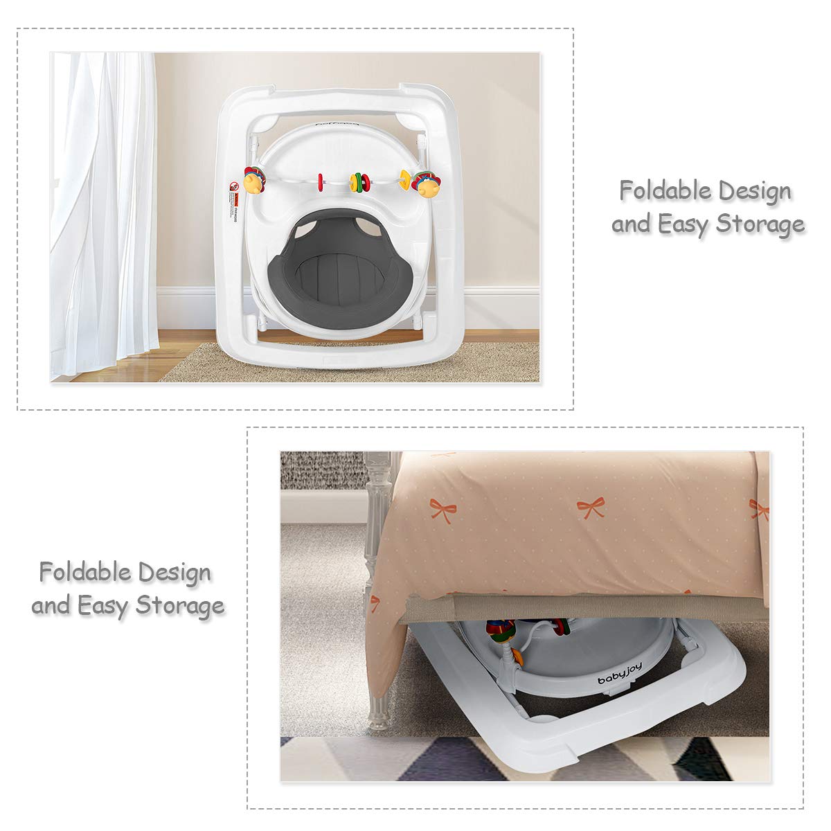 Adjustable Height Removable Folding Portable Baby Walker