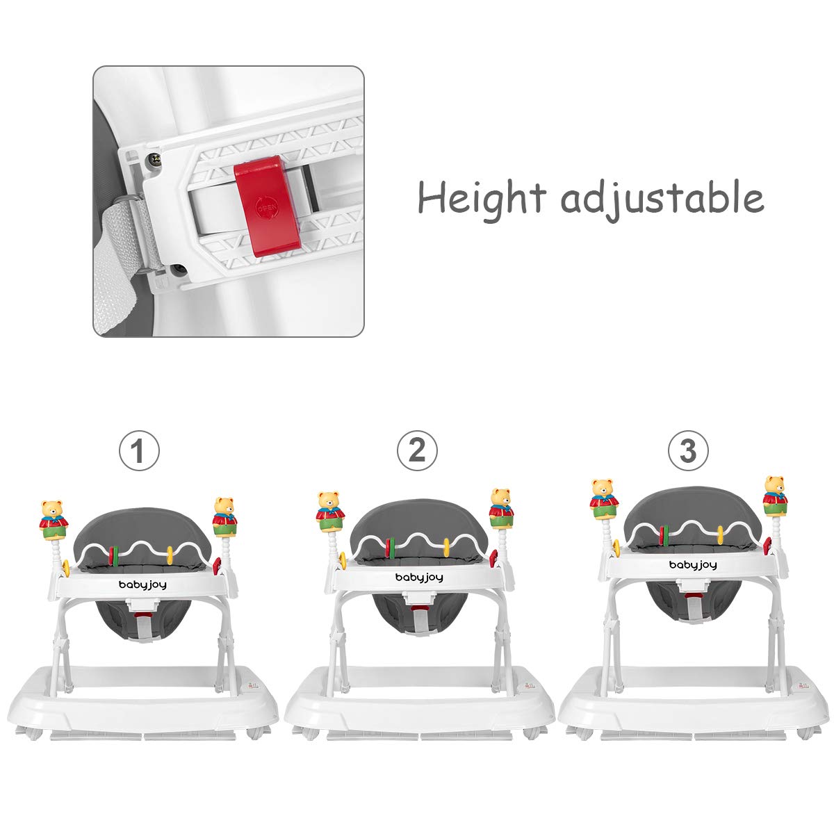 Adjustable Height Removable Folding Portable Baby Walker