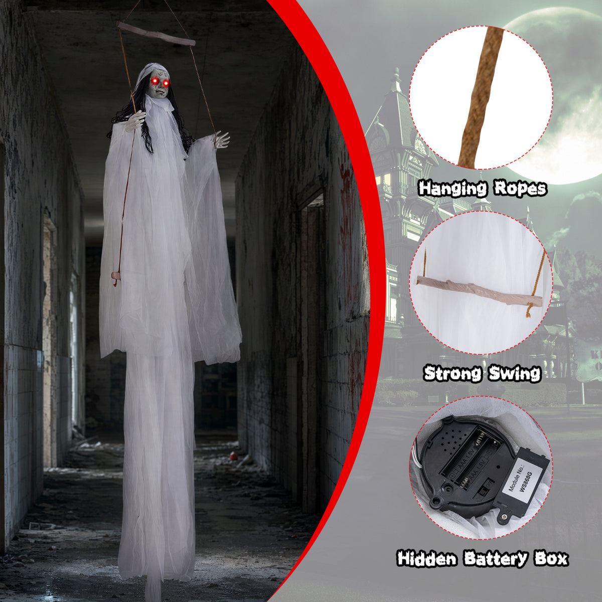 Halloween Decoration with Light Up Eyes and Creepy Sounds