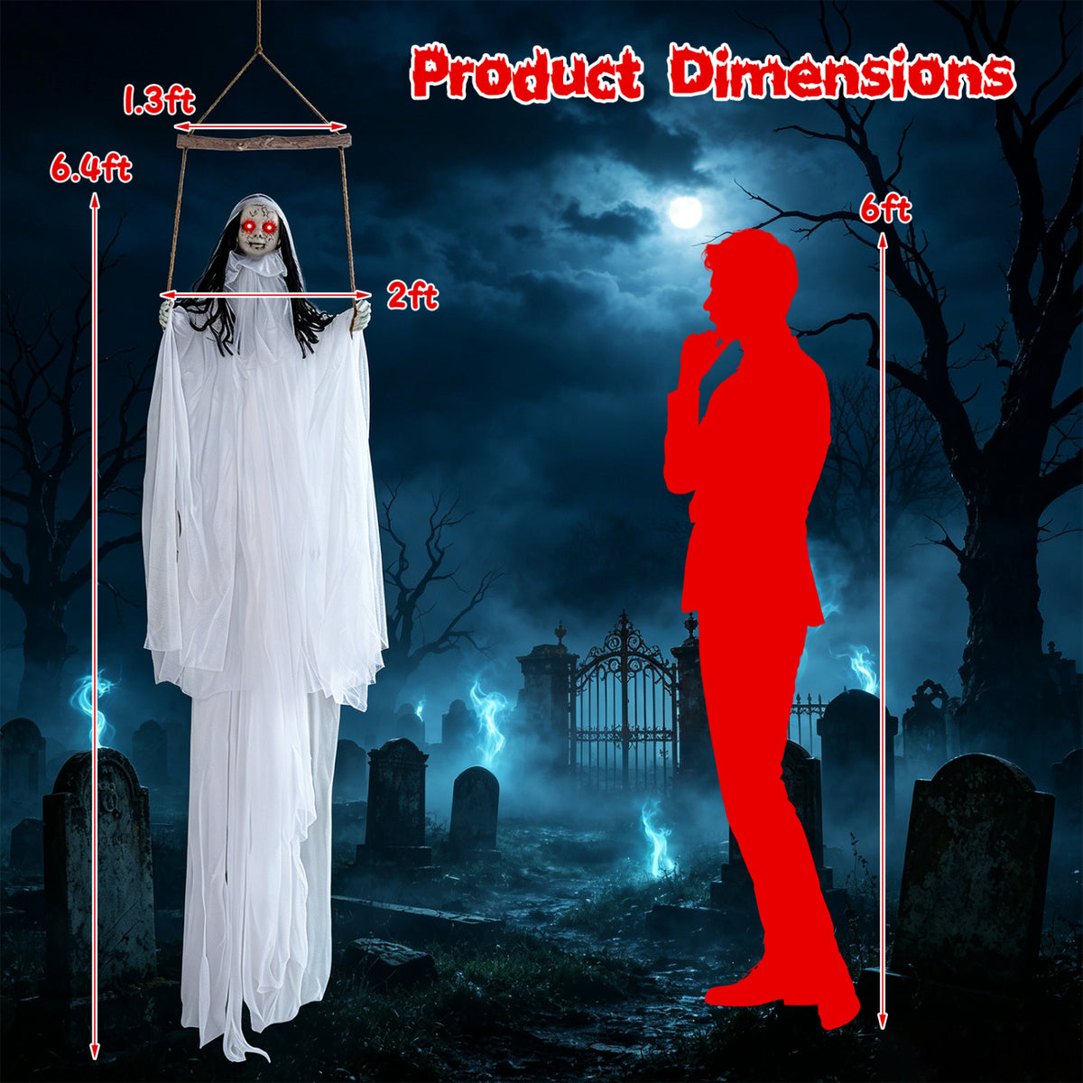 Halloween Decoration with Light Up Eyes and Creepy Sounds