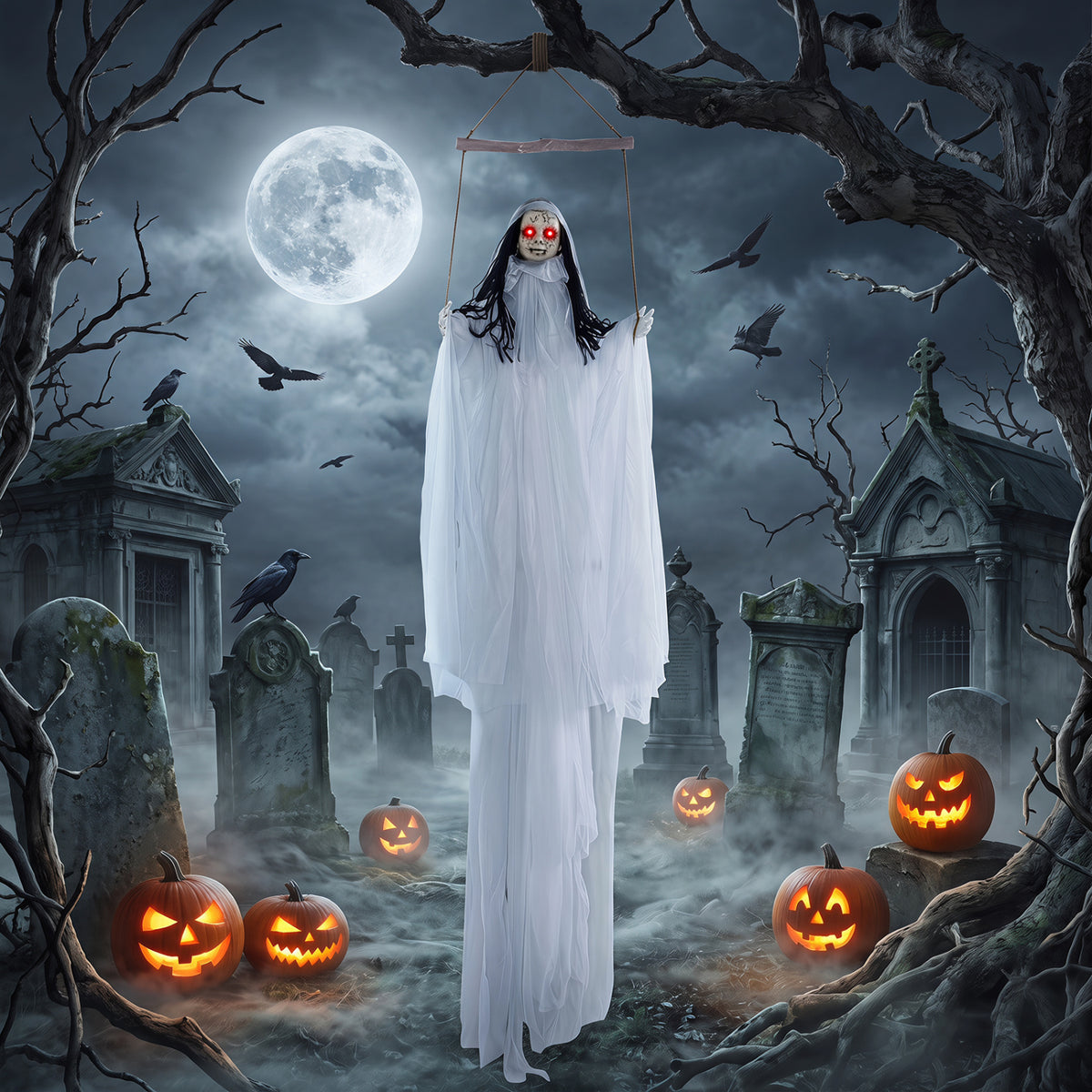 Halloween Decoration with Light Up Eyes and Creepy Sounds