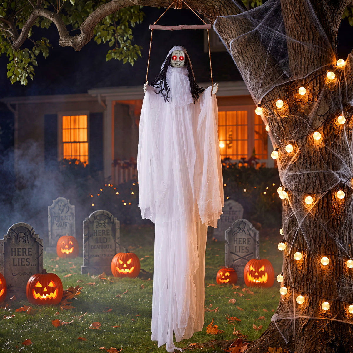 Halloween Decoration with Light Up Eyes and Creepy Sounds
