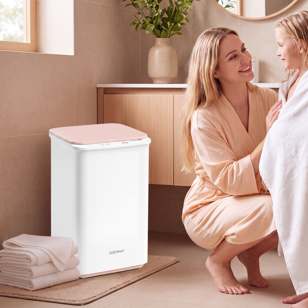 Heated Towel Warmer with 4 Heat Timer and Auto Shut Off for Oversized Towels, White