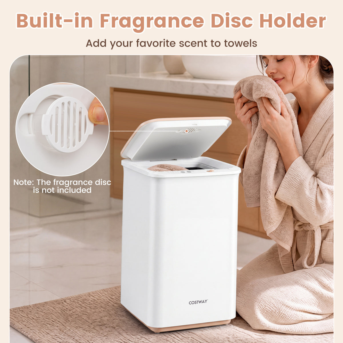 Heated Towel Warmer with 4 Heat Timer and Auto Shut Off for Oversized Towels, White