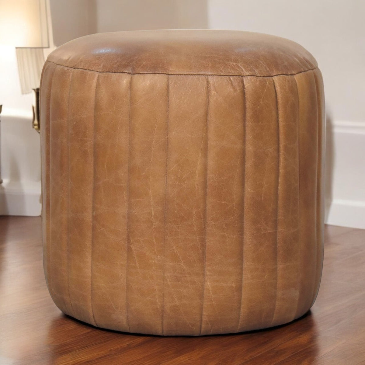 Buffalo Leather Boucle Footstool