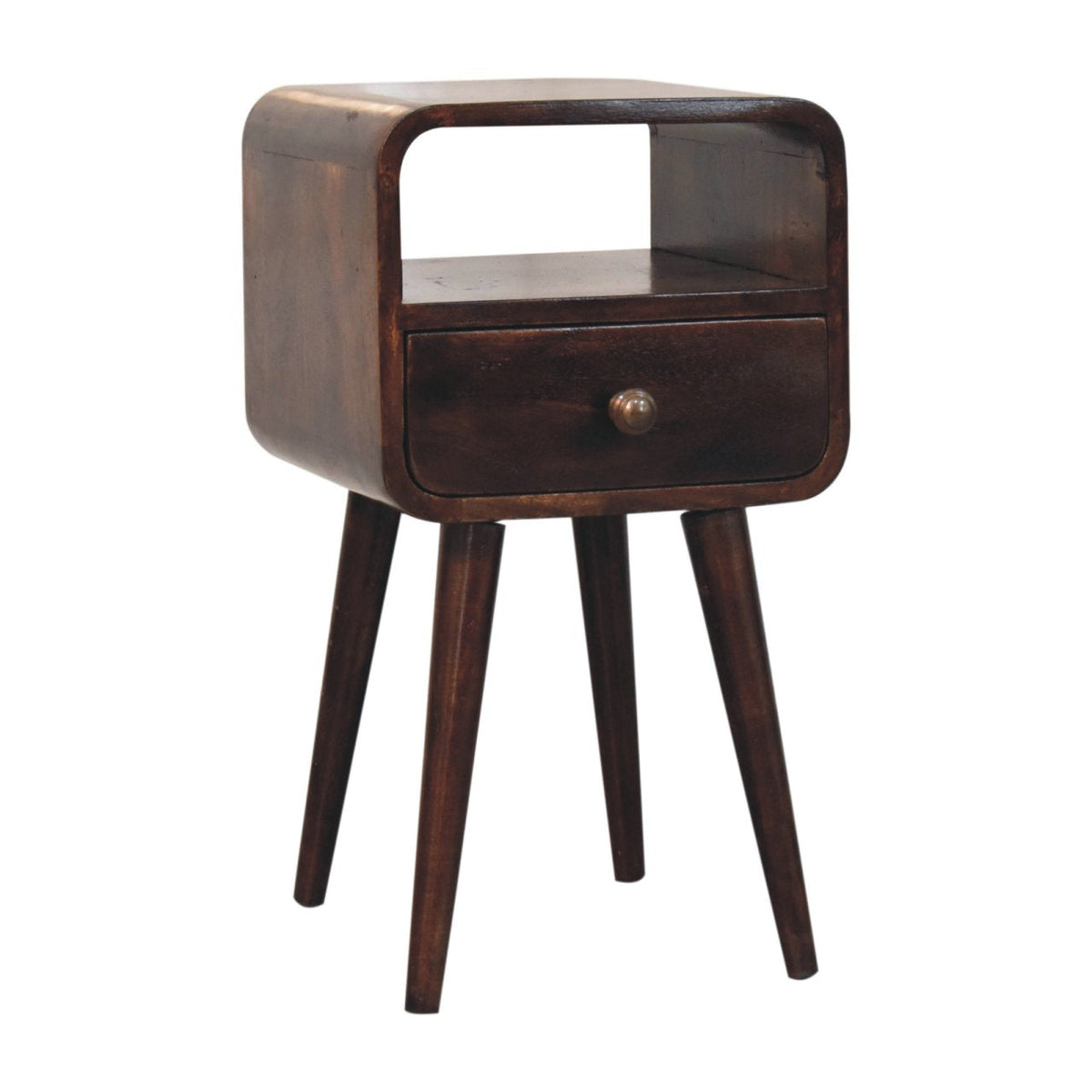 Mini Curved Bedside Table with Open Slot