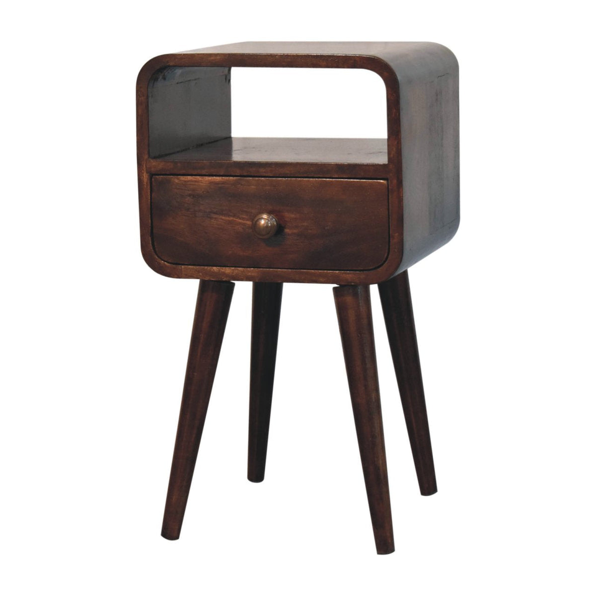 Mini Curved Bedside Table with Open Slot