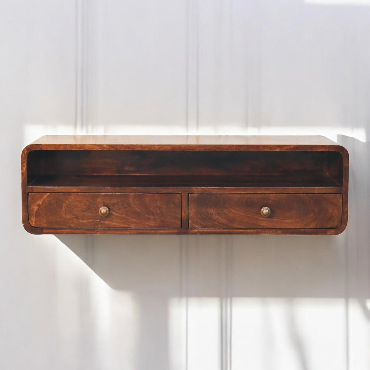 Floating California Walnut Open Console