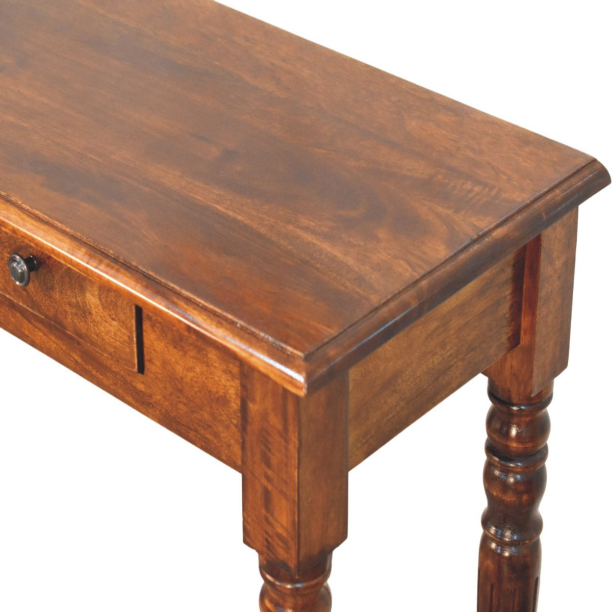 Turned Legs 3 Drawer Chestnut Console