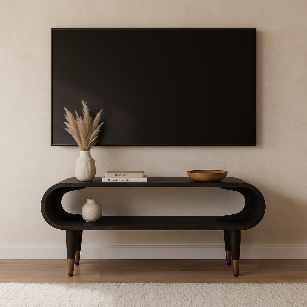 Curved Edge Media with Brass Accents