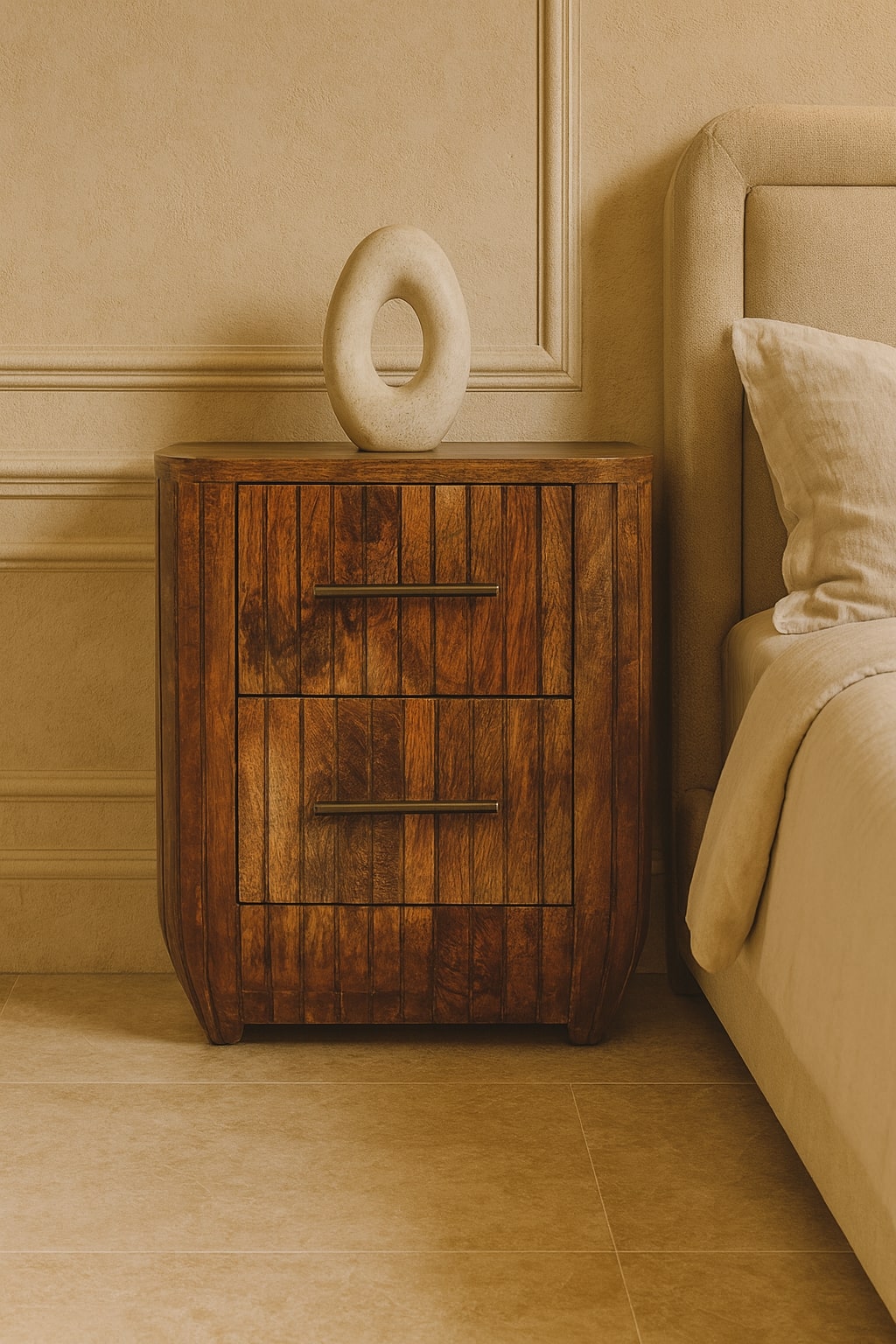 Fluted Bedside with Drawers