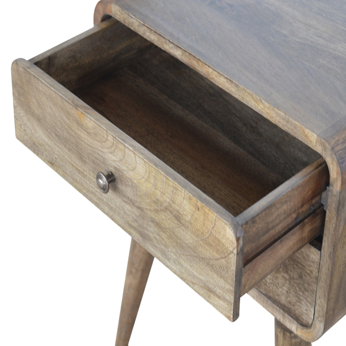 Curved Classic Grey Washed nightstand