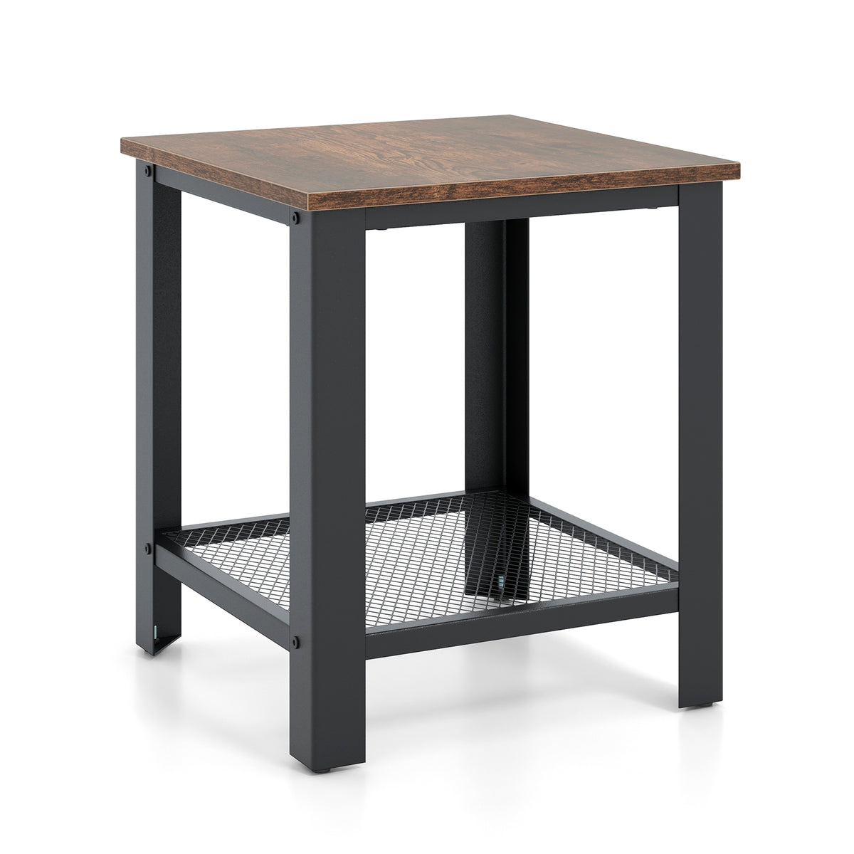 Industrial End Table 2-Tier Side Table, Black