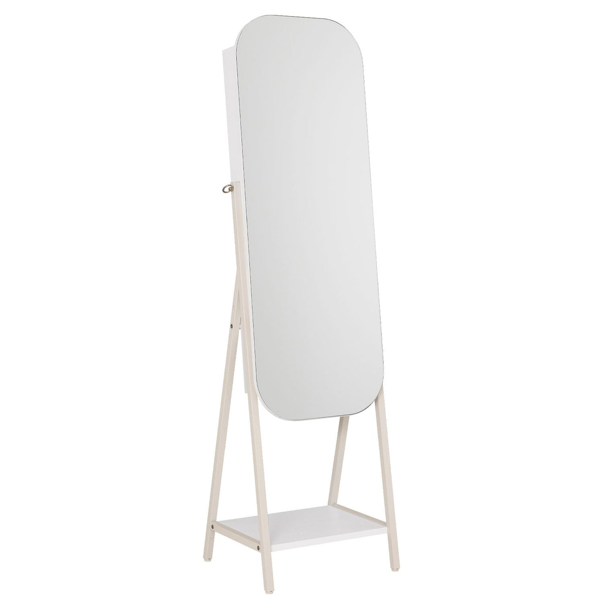 Jewelry Cabinet with Full-Length Mirror Large Storage Capacity, White