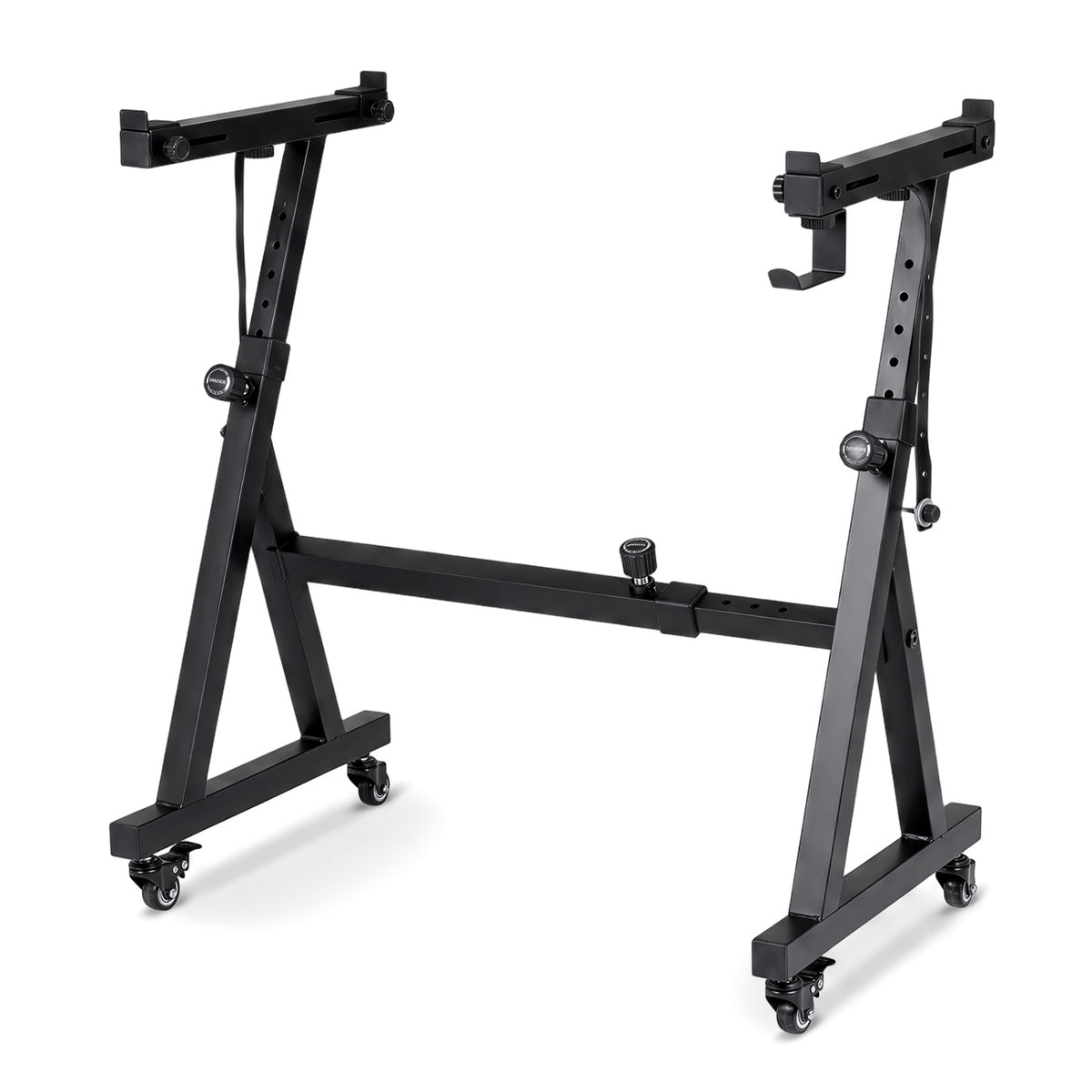 Black adjustable keyboard stand shown by itself against a white background.