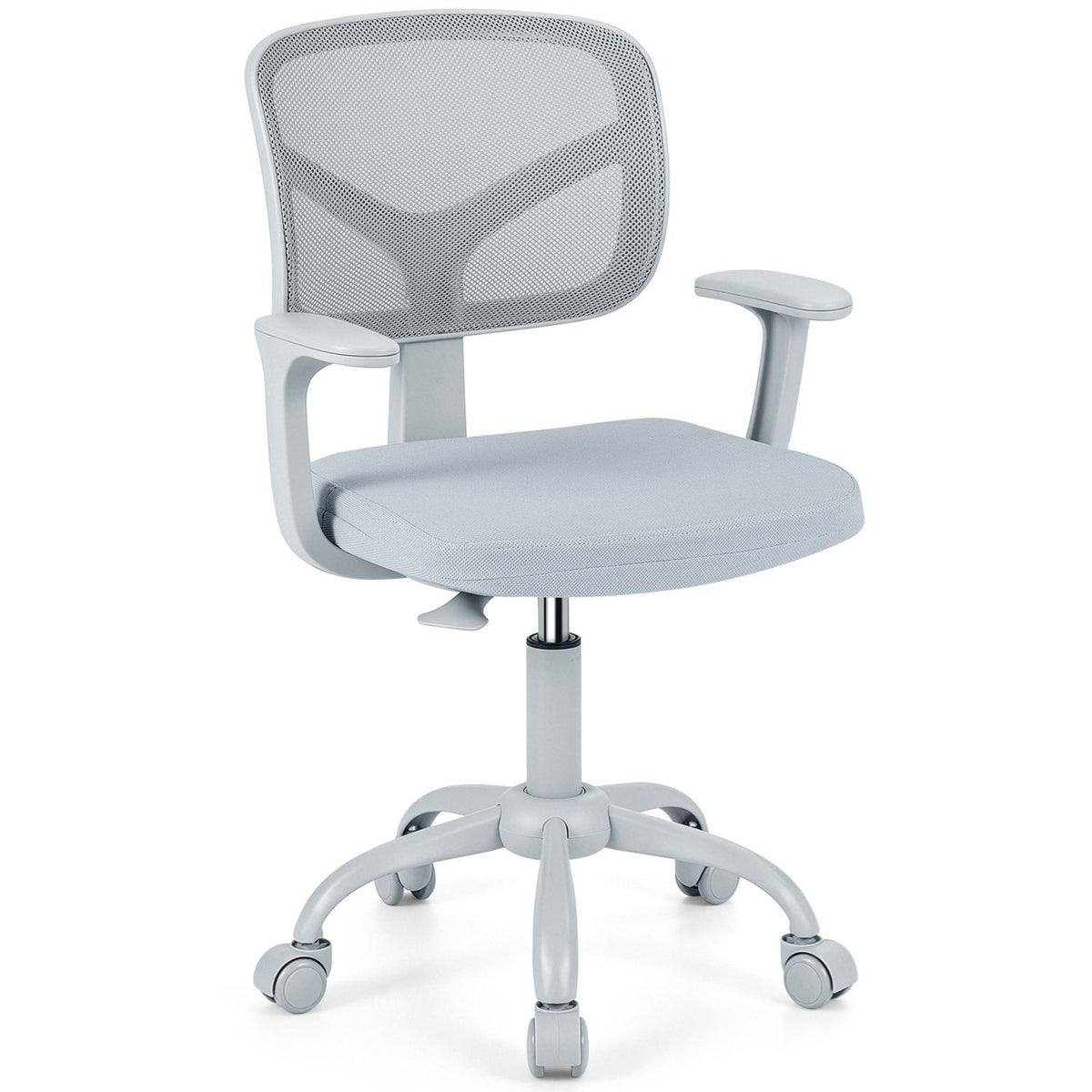 Gray mesh-back chair shown alone against a white background