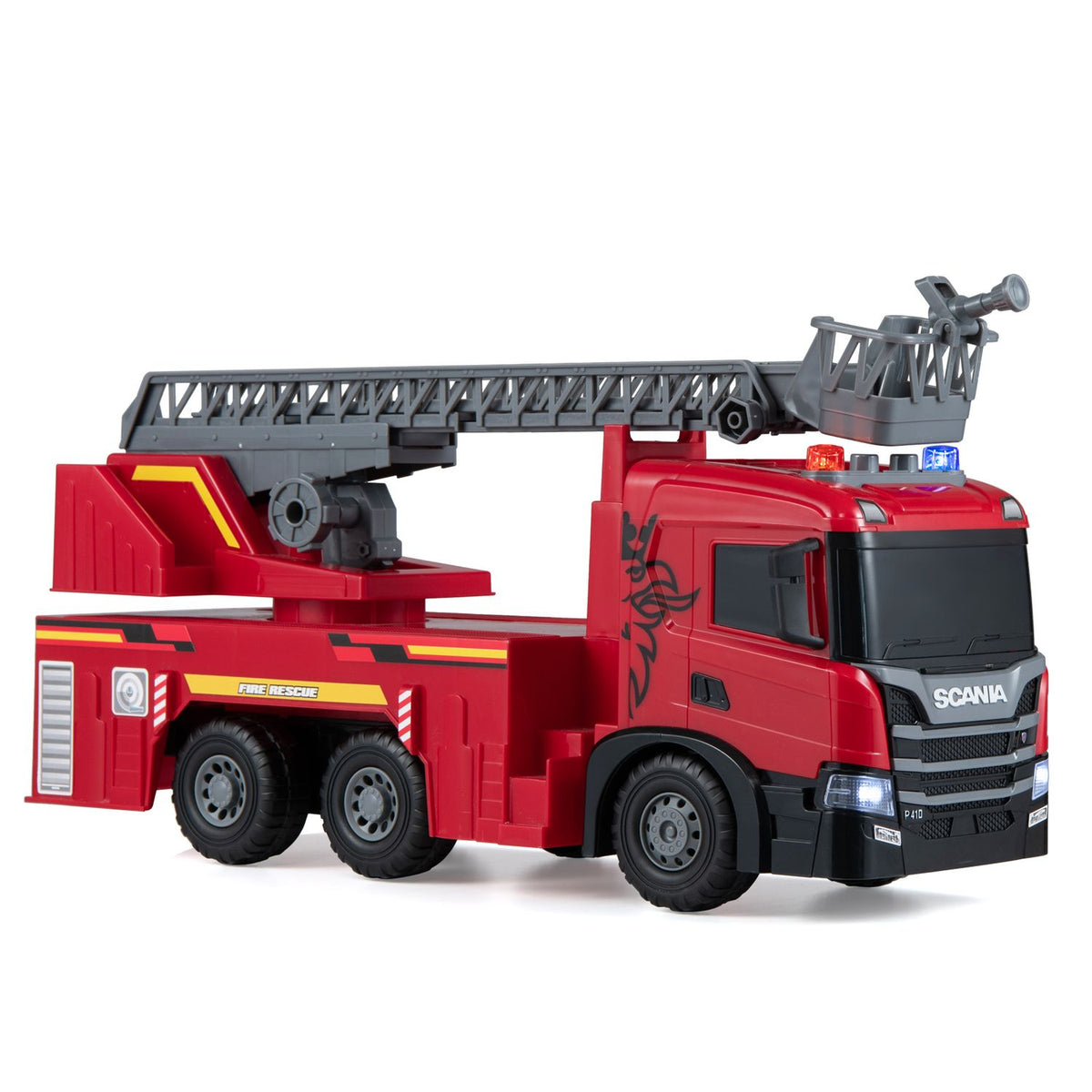 Kids Large Fire Truck Toy with Extendable Ladder Licensed Scania, Red