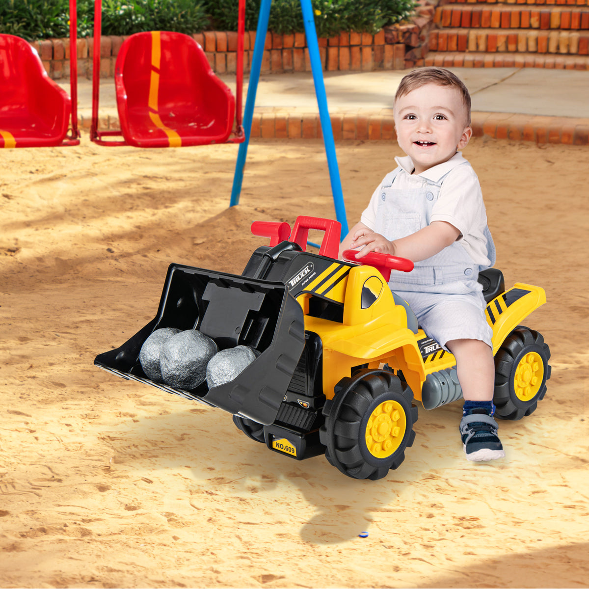 Kids Ride on Bulldozer Toy Play Truck with Adjustable Bucket Aged 3+ Years Old