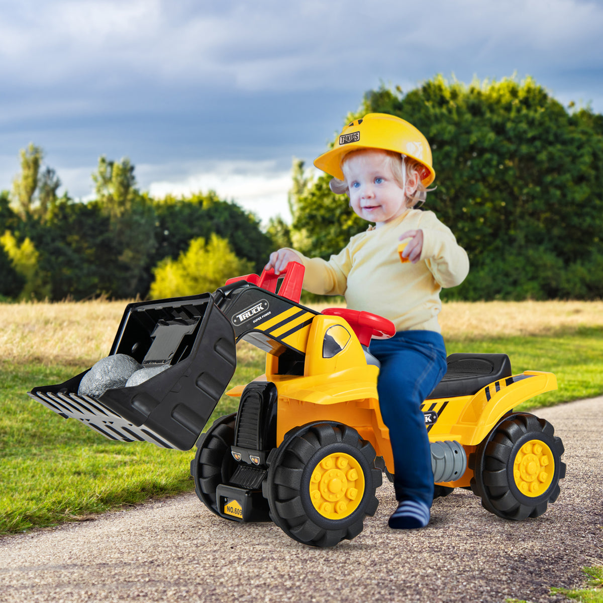 Kids Ride on Bulldozer Toy Play Truck with Adjustable Bucket Aged 3+ Years Old