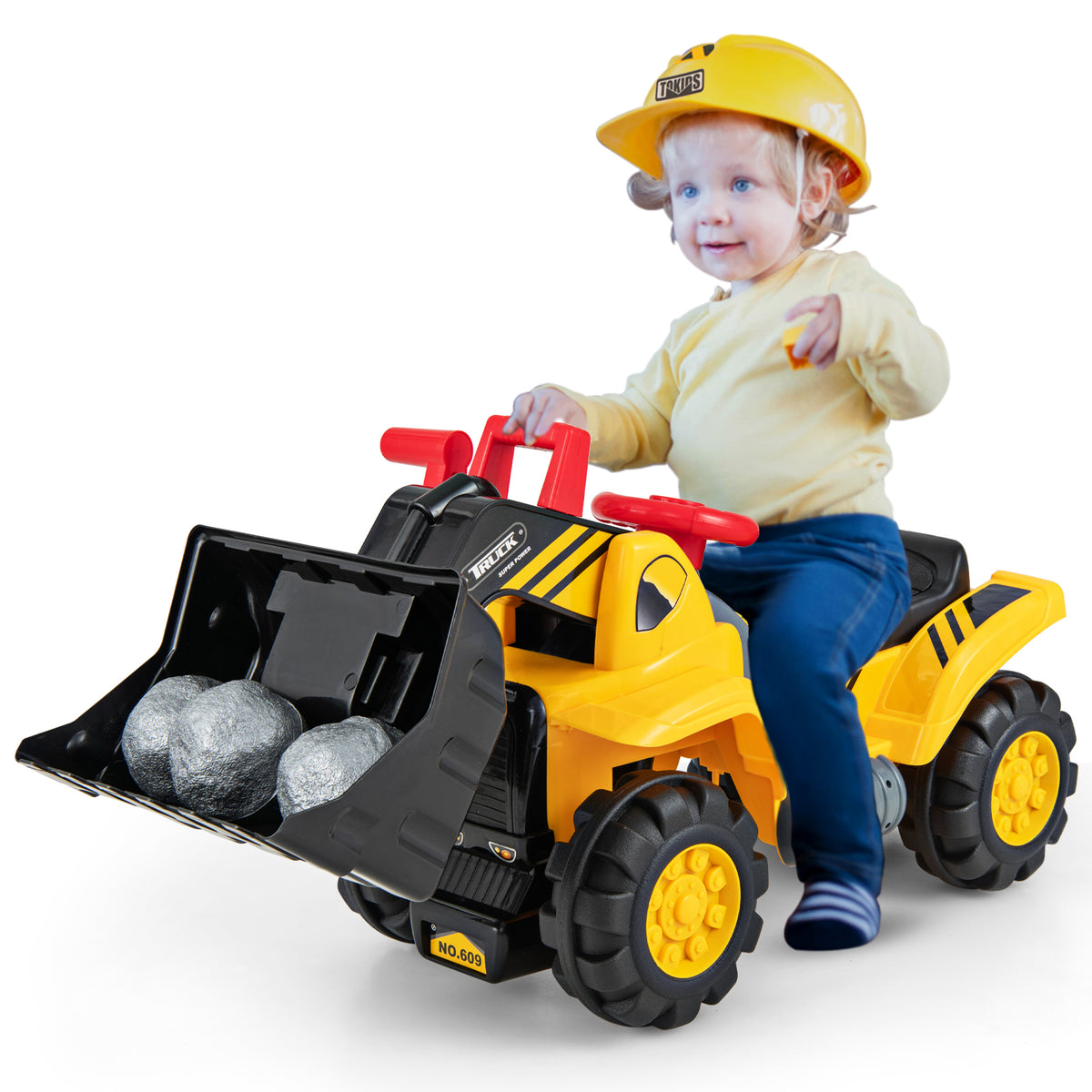 Kids Ride on Bulldozer Toy Play Truck with Adjustable Bucket Aged 3+ Years Old