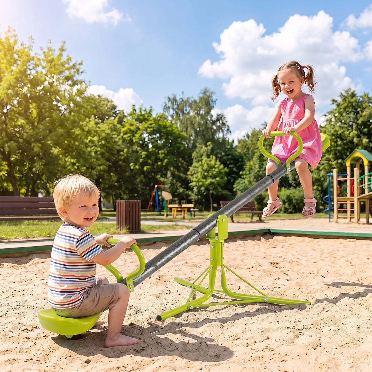 Kids Seesaw Swivel Children Teeter Totter Outdoor Play Set for 2 Children