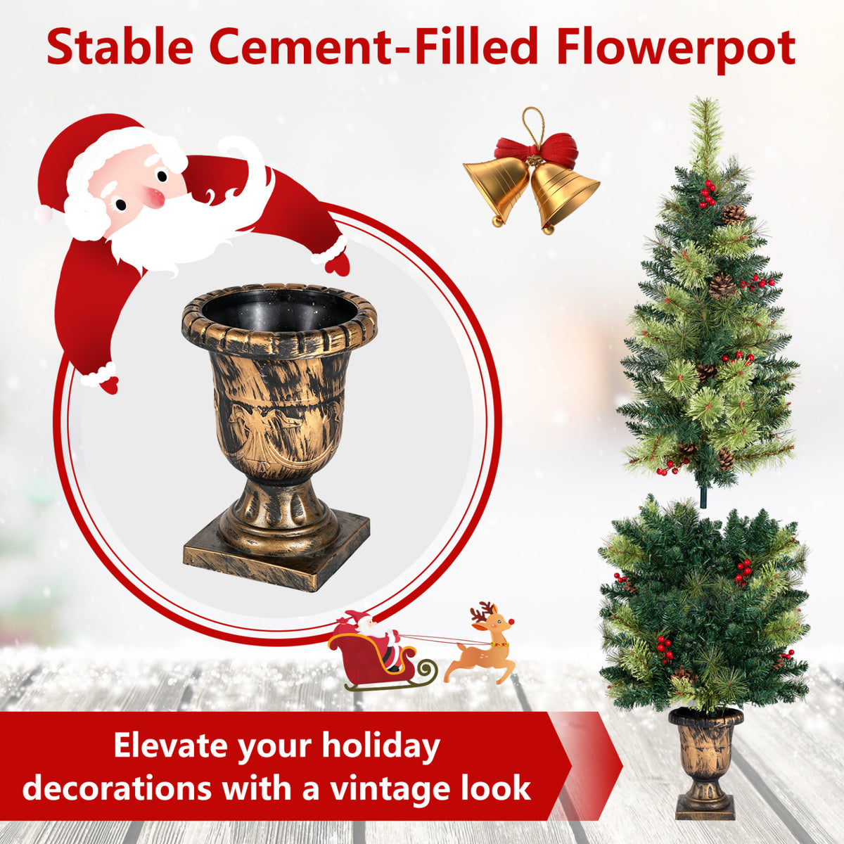 LED Christmas Tree with Red Berries Pine Cones