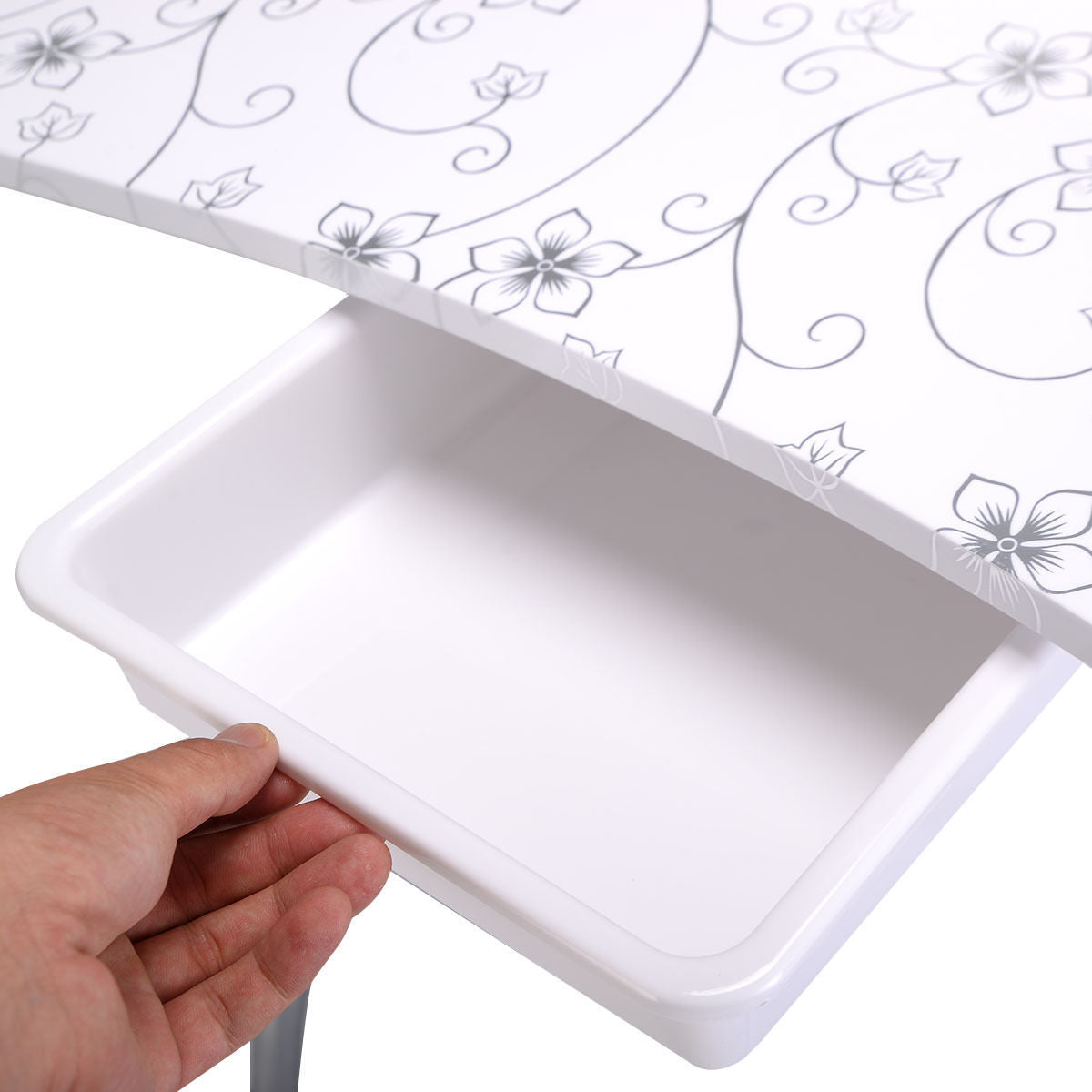 Foldable Portable Manicure Table with Drawer Casters and Cushion