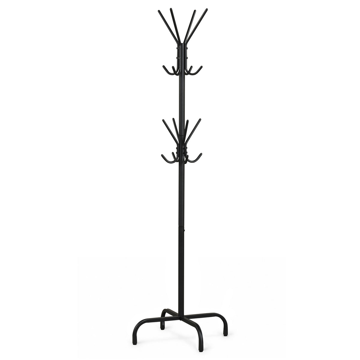 Metal Coat Rack Freestanding with 16 Hooks and 4 Legs for Entryway Office Bedroom, Black