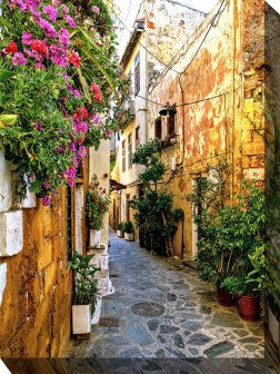 Chania Alleyway Outdoor Canvas Wall Art