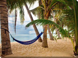 Blue Hammock Outdoor Canvas Wall Art