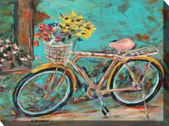 Teal Bicycle Outdoor Canvas Wall Art