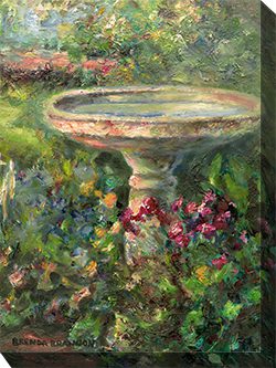 Birdbath Outdoor Canvas Wall Art