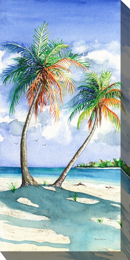 Palm Shadows Outdoor Canvas Wall Art