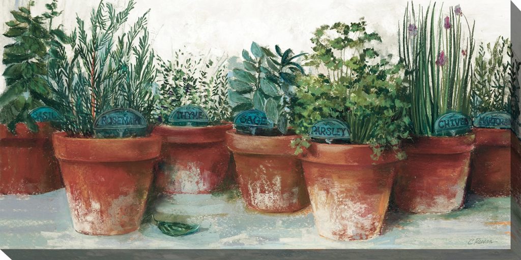 Kitchen Herbs Outdoor Canvas Wall Art