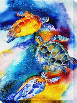 Turtle Play Outdoor Canvas Wall Art