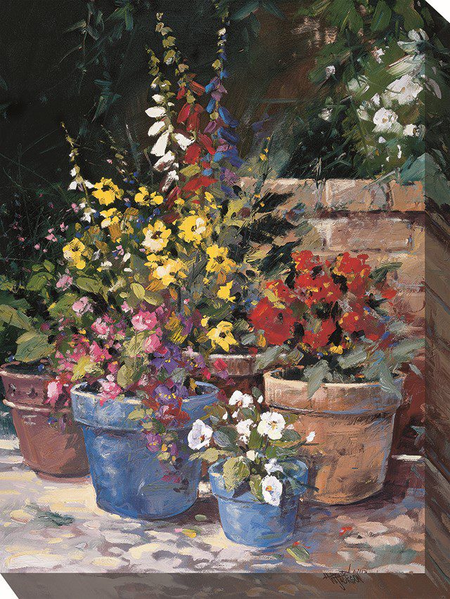 Blue Pots Outdoor Canvas Wall Art