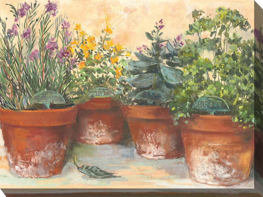 Herb Pots Outdoor Canvas Wall Art